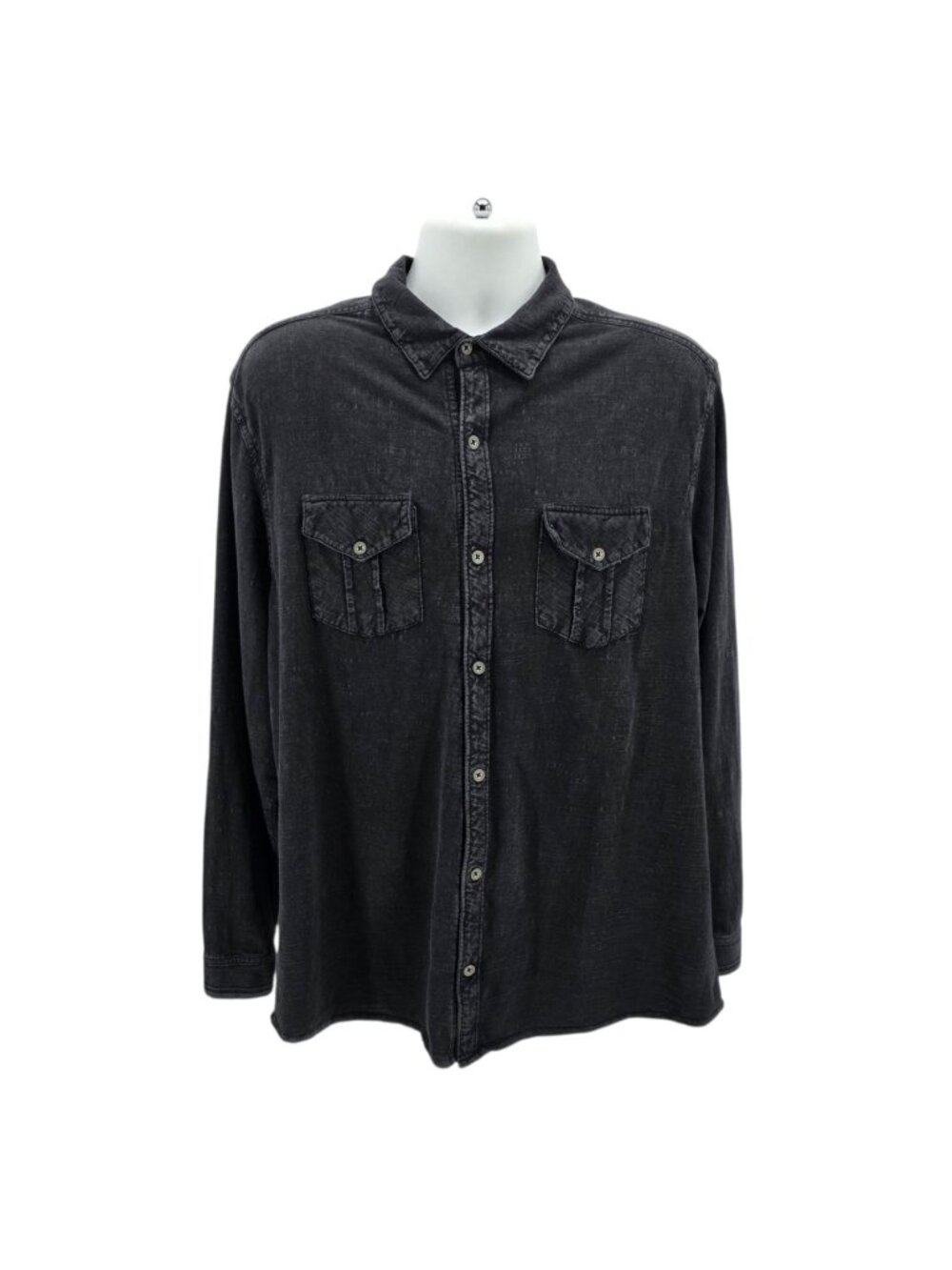 Carbon2Cobalt Mens Medium Shirt Relaxed Fit Distressed Black Button Down Black